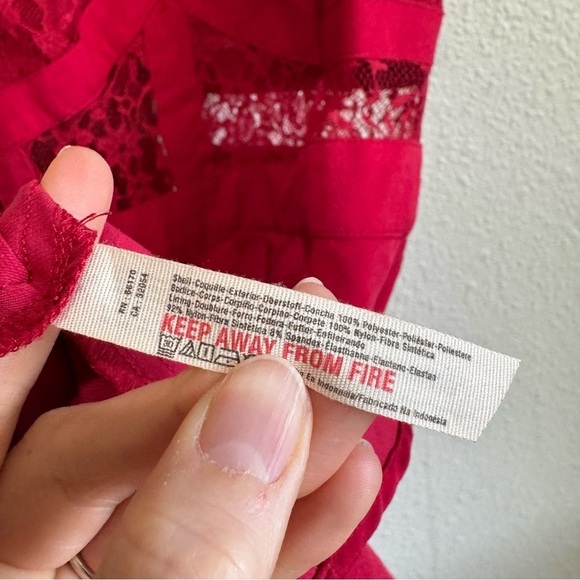 Intimately Free People Small Womens Lace Red Mini Dress Boho Wedding Holiday - Picture 5 of 7